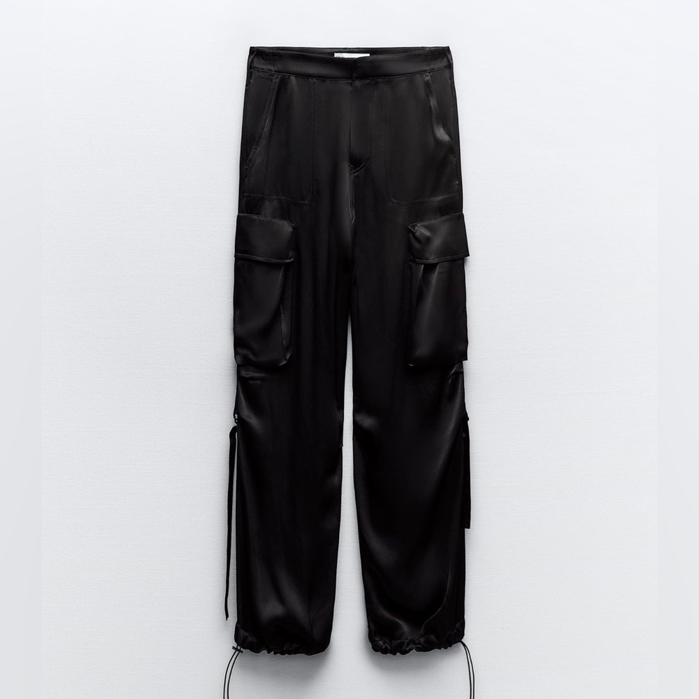 Zara Satin Effect Cargo Pants